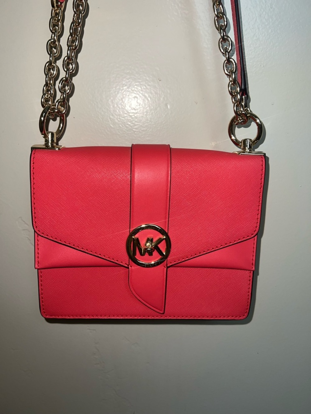 Michael Kors Coral Pink Crossbody Bag with Gold Hardware